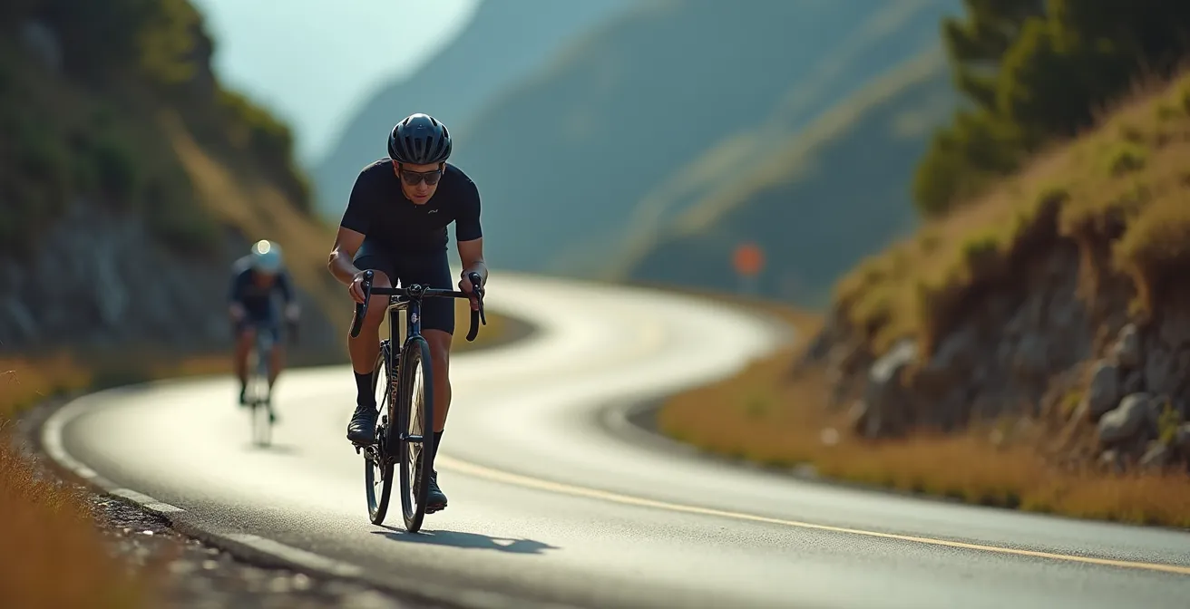 Tecnica di curva in discesa con e-bike pesante sull'Appennino