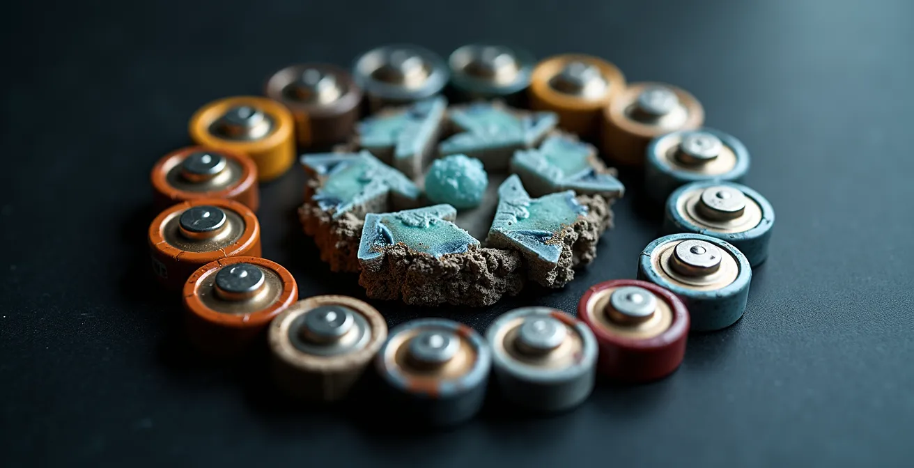 Processo circolare del ciclo di vita e riciclo di una batteria per e-bike con elementi italiani