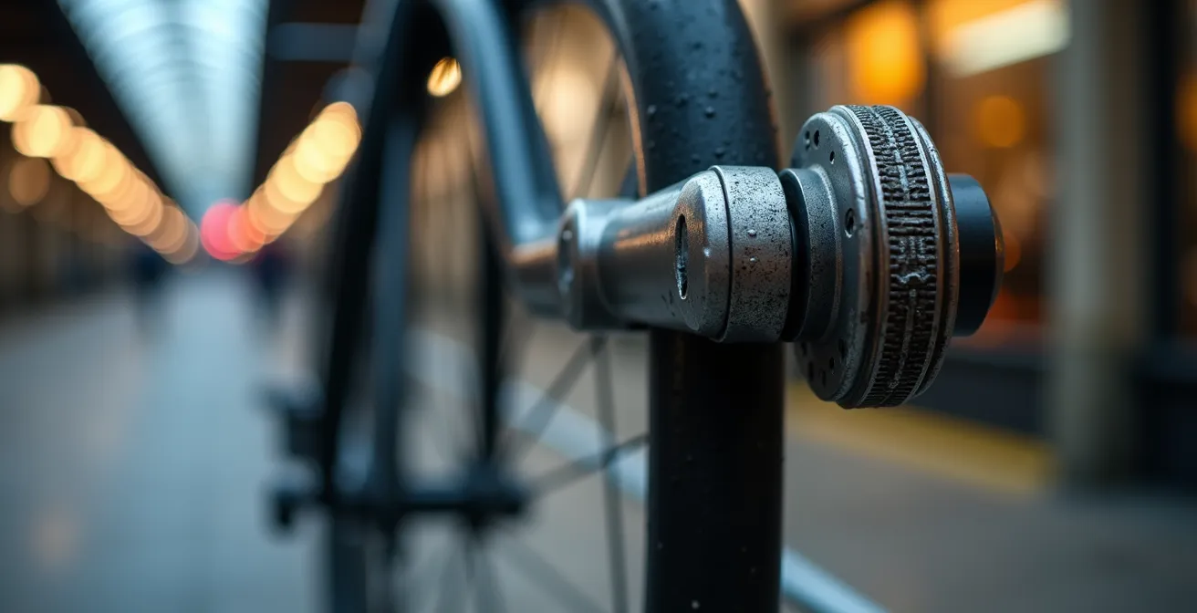 Sistema antifurto professionale per bicicletta in stazione ferroviaria italiana