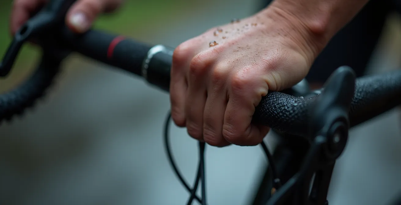 Dettaglio macro della modulazione del freno su superficie bagnata